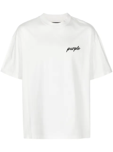 Purple Brand logo-embroidered cotton T-shirt White P123MCMW124