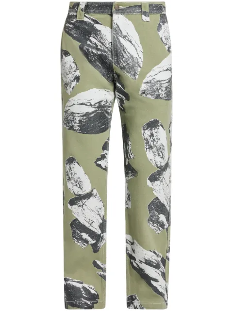 MARKET Talus graphic-print cotton trousers Green 388001157