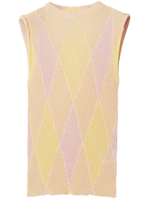 Burberry crew-neck argyle intarsia-knit top Yellow 8081135