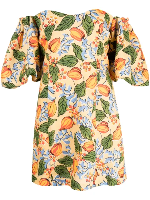Rhode Dali floral-print off-shoulder minidress Orange DR00503LIP