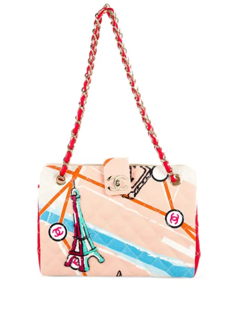 CHANEL Pre-Owned 2006 Map of Paris-print CC turn-lock shoulder bag Neutrals CHANELMAPOFPARIS