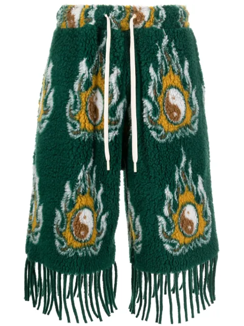 JORDANLUCA Cosmo patterned-jacquard drawstring shorts Green COSMOSHORTS