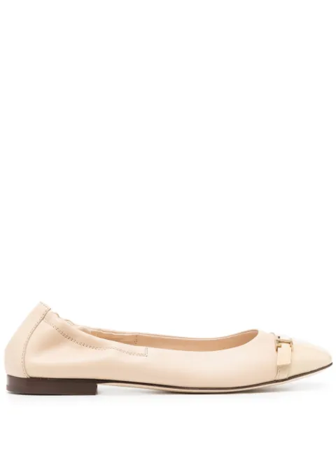 Tod's logo-plaque leather ballerina shoes Neutrals XXW94K0HZ30T8A