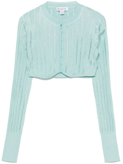 Alaïa Crinoline cropped cardigan Blue AA9S02836M712