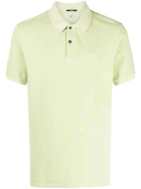C.P. Company logo-patch piqué polo shirt Green 16CMPL090A005527R