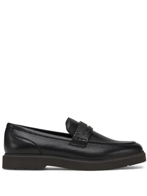 Brunello Cucinelli monili-embellished leather penny loafers Black MZSKG2370C101