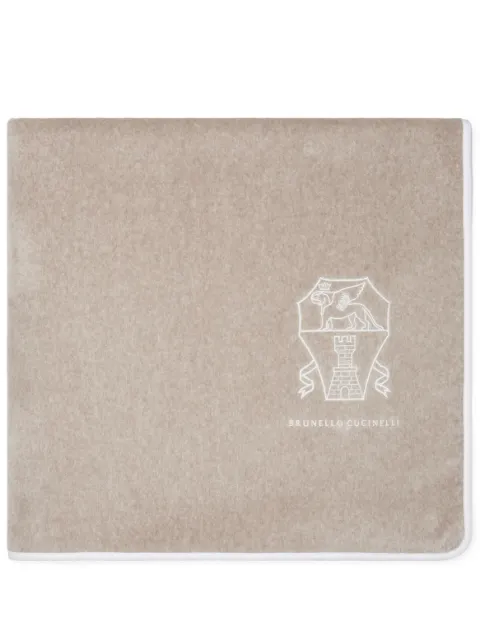 Brunello Cucinelli logo-embroidered cotton towel (180cm x 100cm) Neutrals MLB925151C8041