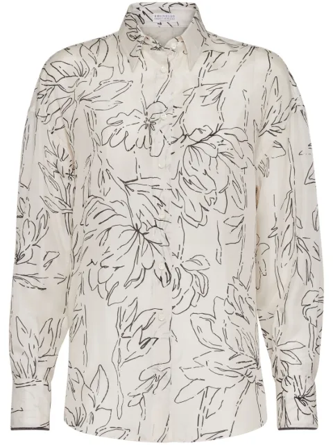 Brunello Cucinelli Monili-chain graphic-print shirt White ML940MK996C6013