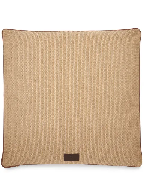 Brunello Cucinelli logo-appliqué interwoven-design cushion Neutrals MLL939PP03CDQ88