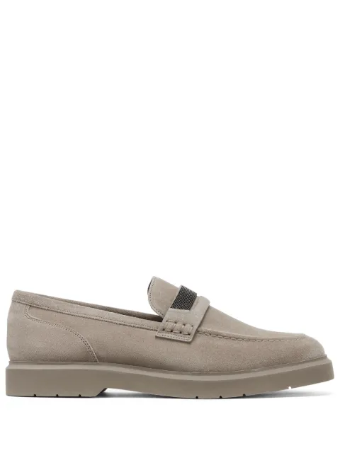 Brunello Cucinelli monili-detail suede penny loafers Neutrals MZSFG2370C5859