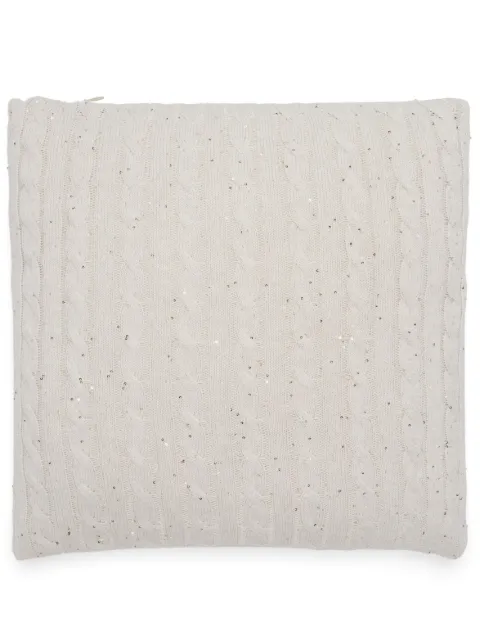 Brunello Cucinelli cable-knit sequin-embellished cushion Neutrals MLDV7CSB01CJ430