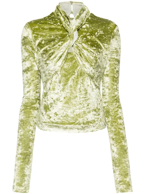 Nanushka Iride twist-detailing velvet top Green NW24RSTP01779