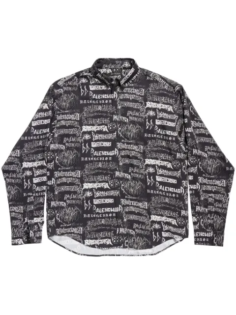 Balenciaga logo-print long-sleeves shirt Black 662983TPLE7