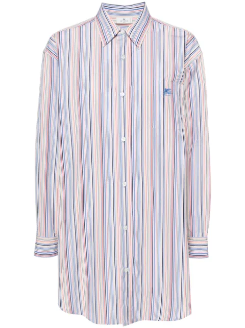 ETRO Pegaso-embroidered striped shirt Blue WRIA001899TR546