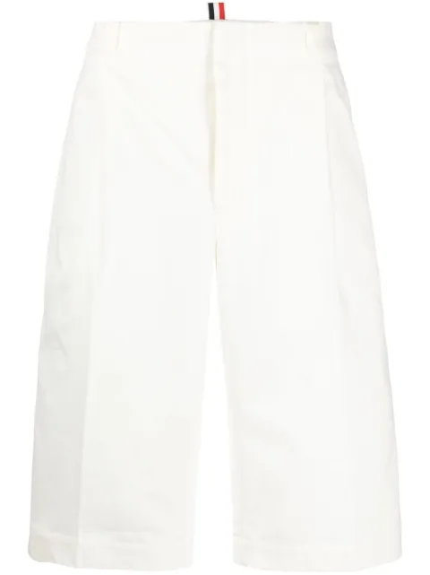 Thom Browne logo-pull-tab cotton shorts White MTU318A03788