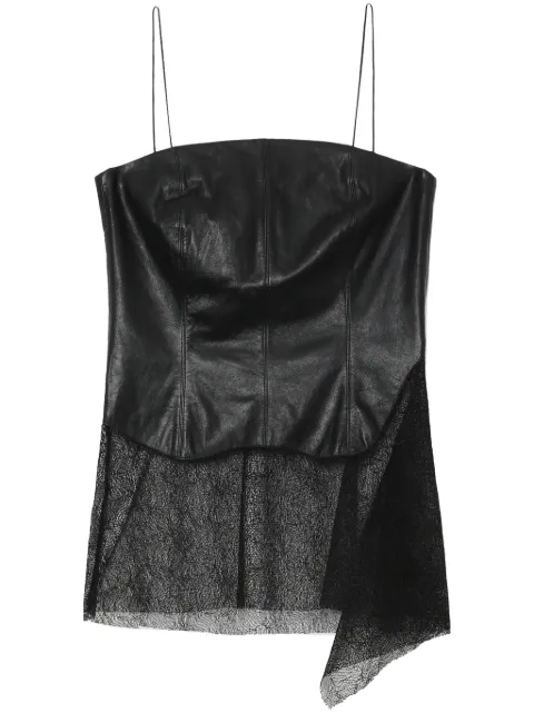 Helmut Lang sheer leather top Black N09HW502
