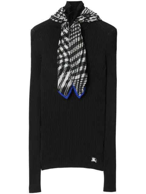 Burberry scarf-detail ribbed jumper Black 8081169