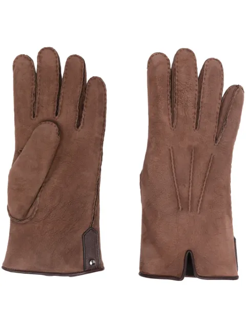 Canali seam-detail suede gloves Brown GUA01