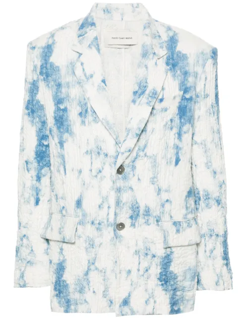 Feng Chen Wang seersucker single-breasted blazer Blue FUS17JK13