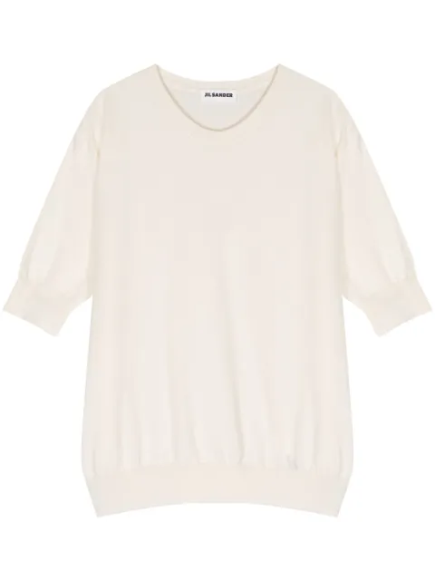 Jil Sander ribbed-trim cotton T-shirt Neutrals J02GC0117J15383