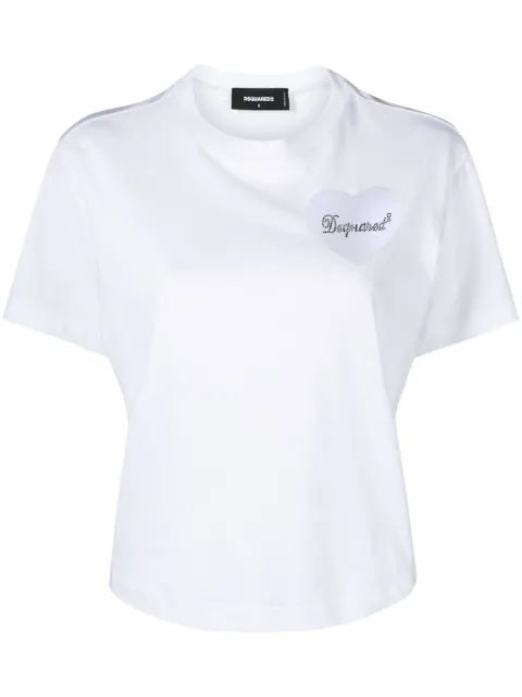 DSQUARED2 logo-appliqué cotton T-shirt White S75GD0382S24662