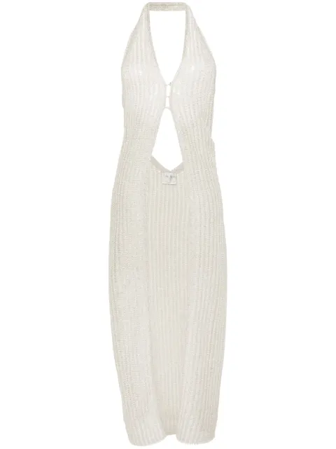 Forte Forte halterneck pointelle-knit maxi top Neutrals 12460MYKNIT