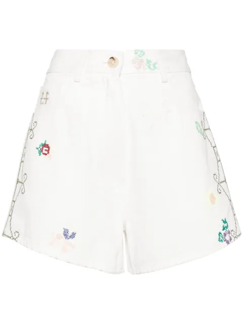Forte Forte floral-embroidered denim shorts White 12329MYPANTS