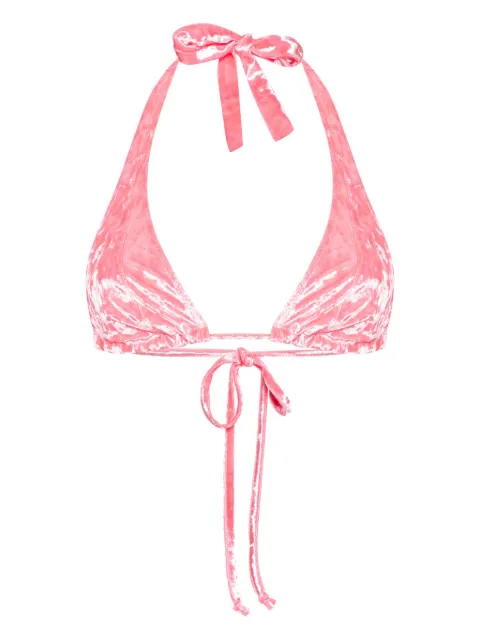 Forte Forte halterneck velvet bikini top Pink 12445MYLINGERIE