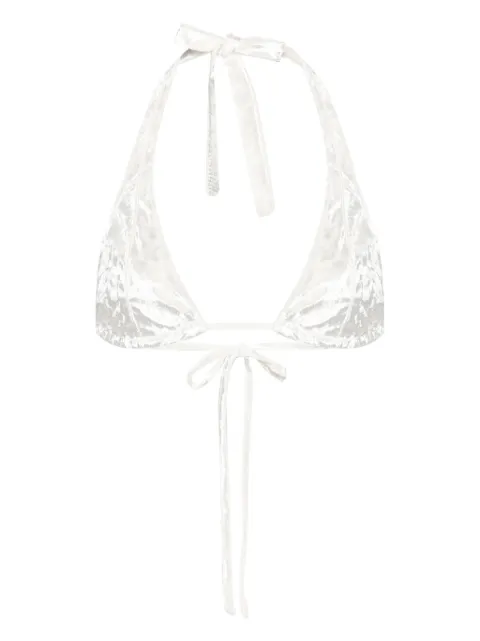 Forte Forte triangle velvet bikini top White 12445MYLINGERIE
