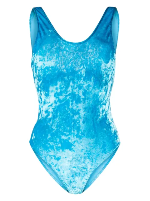 Forte Forte scoop-neck velvet swimsuit Blue 12444MYLINGERIE