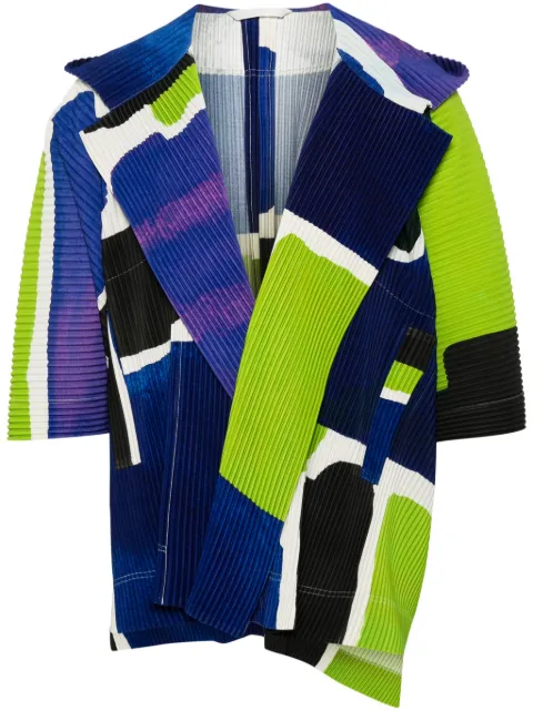Homme Plissé Issey Miyake Landscape plissé-effect jacket Blue HP46JL359