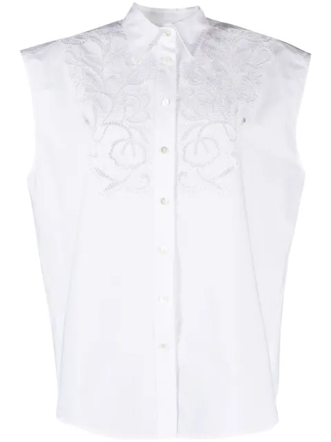 P.A.R.O.S.H. Canyox crochet-detailed poplin shirt White D381186CANYOX24