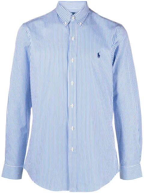 Polo Ralph Lauren striped logo-embroidered shirt Blue 710929344001