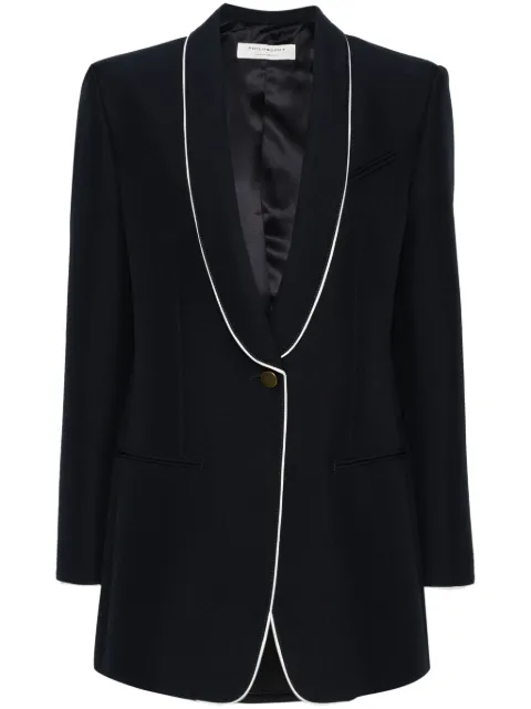 Philosophy Di Lorenzo Serafini piped-trim single-breasted blazer Blue A05047127