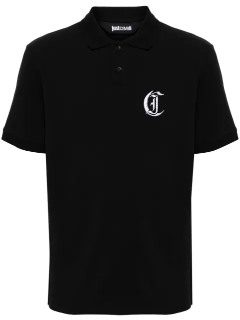Just Cavalli monogram-embroidery polo shirt Black 76OAGG17CJ316