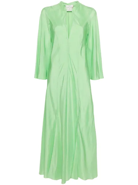 Forte Forte V-neck flared maxi dress Green 12386MYDRESS