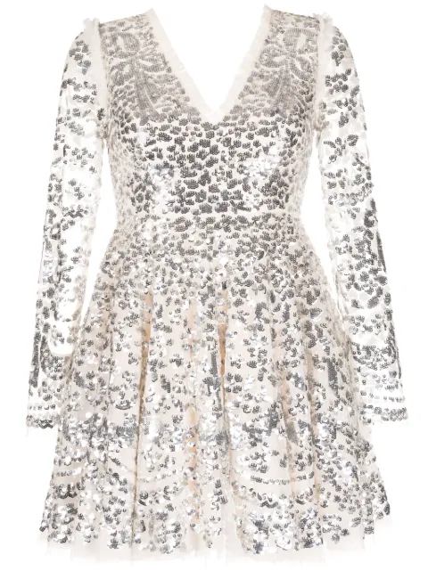 Needle & Thread embellished chandelier minidress Neutrals DSLS28RPS24