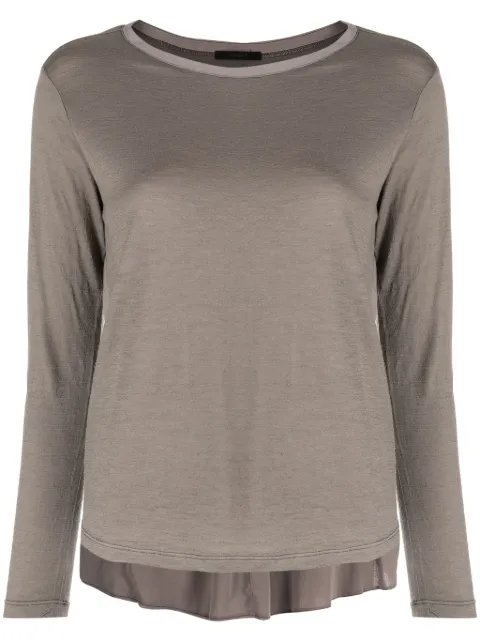 Transit pleat-detail round-neck top Brown CFDTRVK200TAUPE