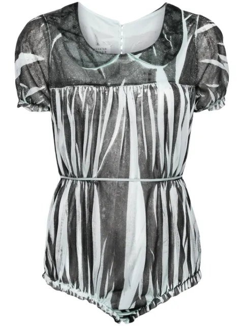Maison Margiela zebra-print short-sleeve bodysuit Blue S51FP0106S24609