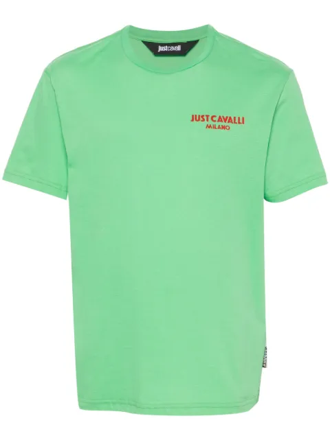 Just Cavalli flocked-logo T-shirt Green 76OAH6R2J0001