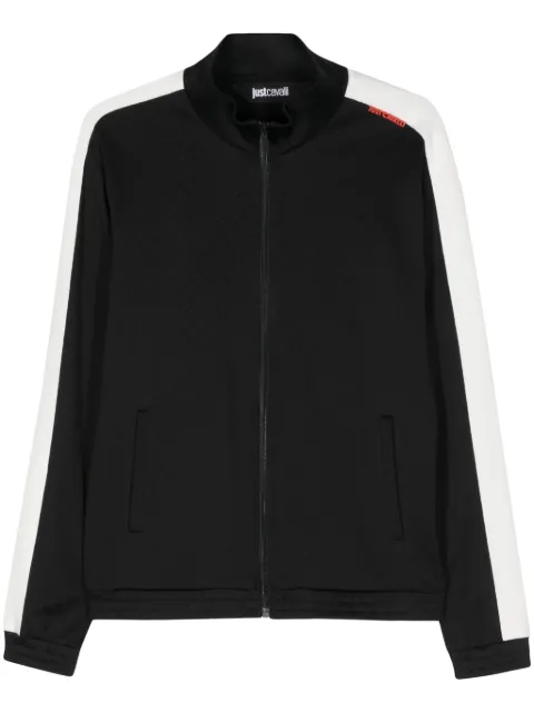 Just Cavalli jacquard-logo motif zipped sweatshirt Black 76OAI3RCJ0129
