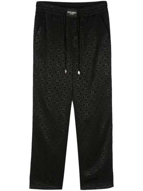 Just Cavalli jacquard-logo straight-leg trousers Black 76OAA1RCN0290