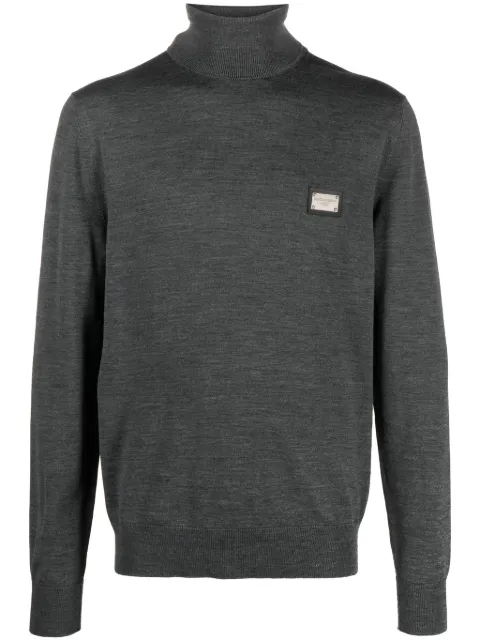 Dolce & Gabbana logo-appliqué wool jumper Grey GXO35TJCVC7