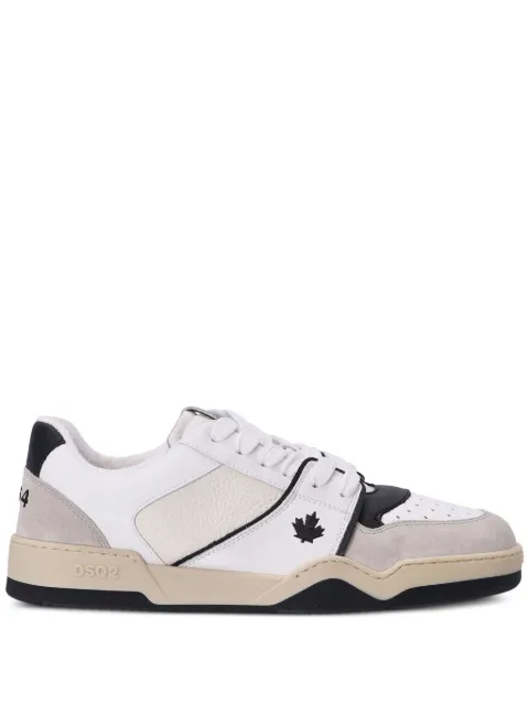 DSQUARED2 Spiker leaf-embroidered leather sneakers White SNM031501607269