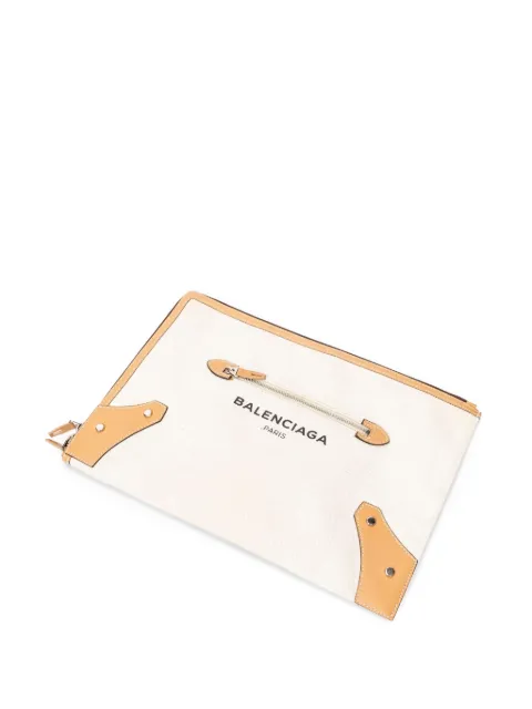 Balenciaga Pre-Owned logo zip clutch Neutrals 4199949260D535269