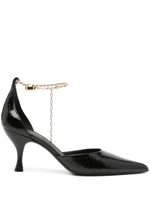 Ferragamo 80mm logo-engraved leather pumps Black 768950
