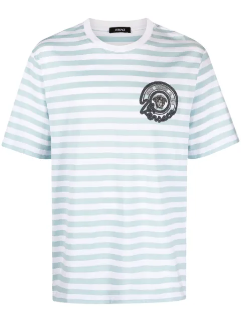 Versace Nautical Stripe cotton T-shirt Blue 10133021A09873