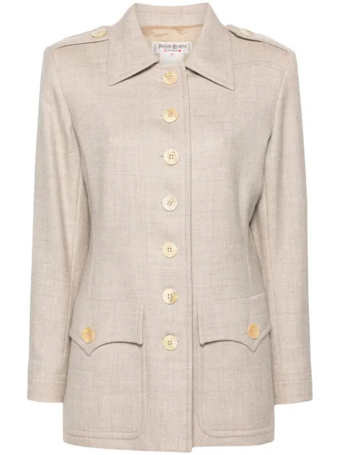 Saint Laurent Pre-Owned 1970s single-breasted wool jacket Neutrals SAI750CN