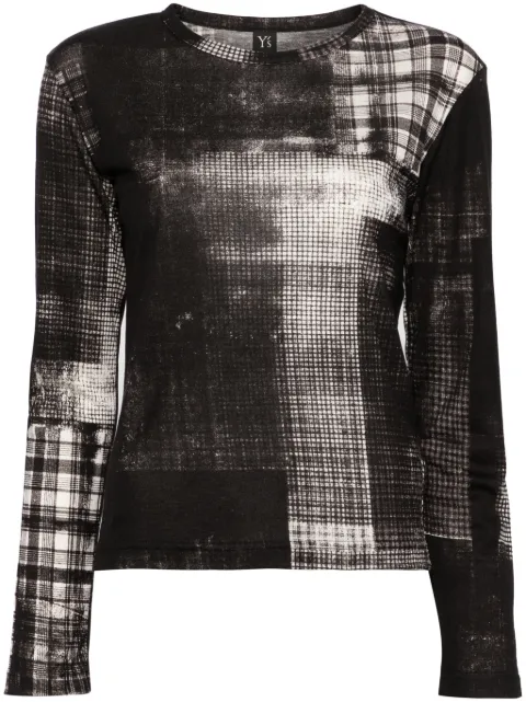 Y's abstract-print fine-knit jumper Black YYT05671
