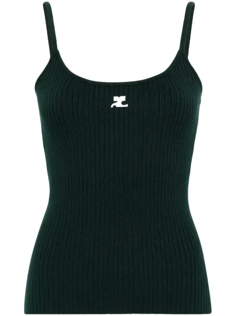 Courrèges Reedition ribbed tank top Green PERMDE012FI0001